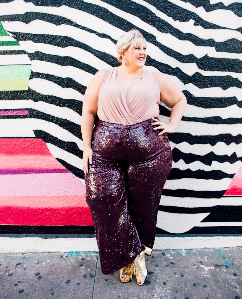 plus-size-holiday-outfit-ideas-sequin-pants-boo-hoo-2