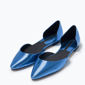 dorsay metallic blue flats zara