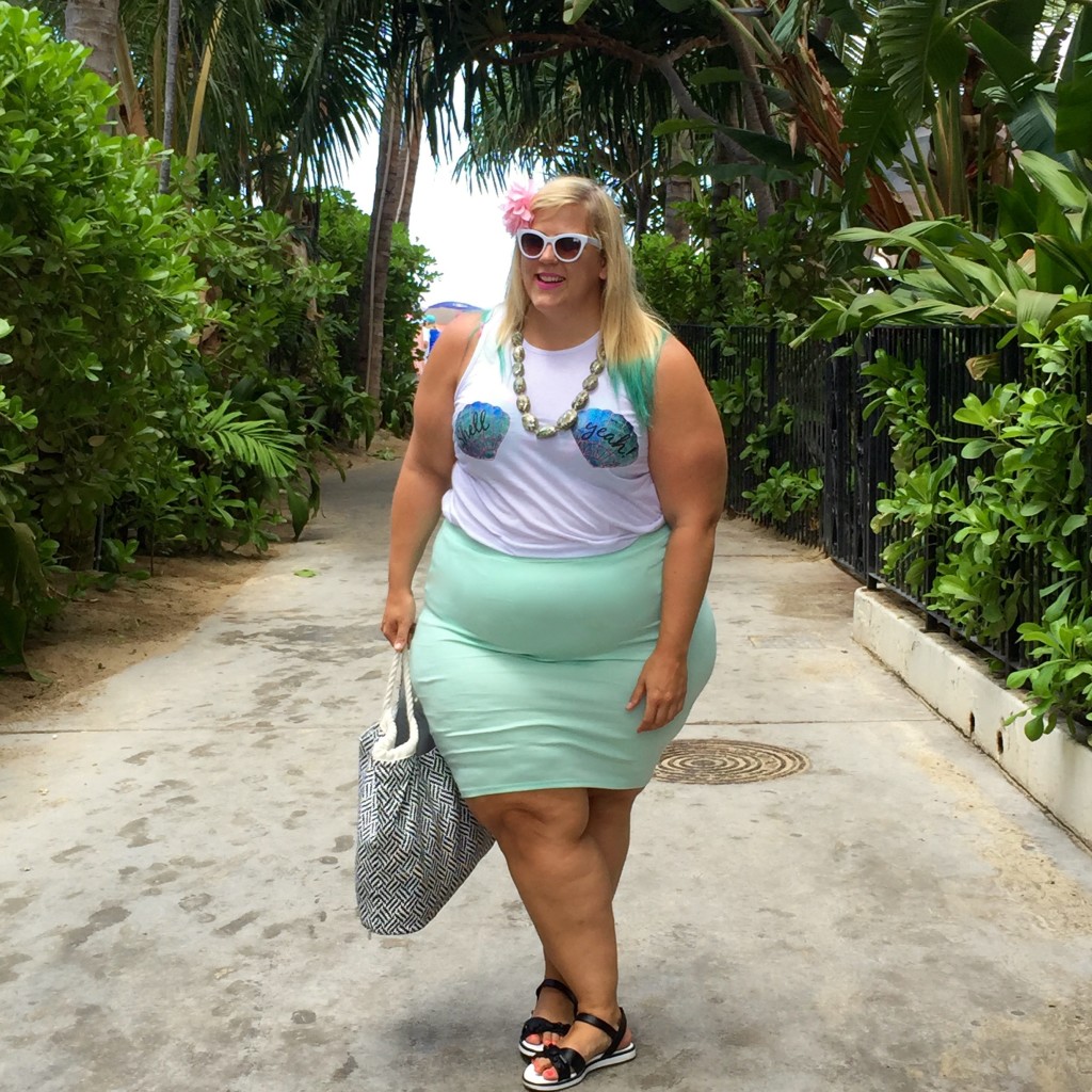 Plus Size Fashion Blog Little Mermaid Fatkini Beach Disney Outfit 1