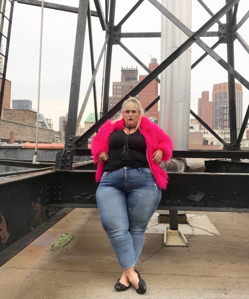 plus size pink fur coat