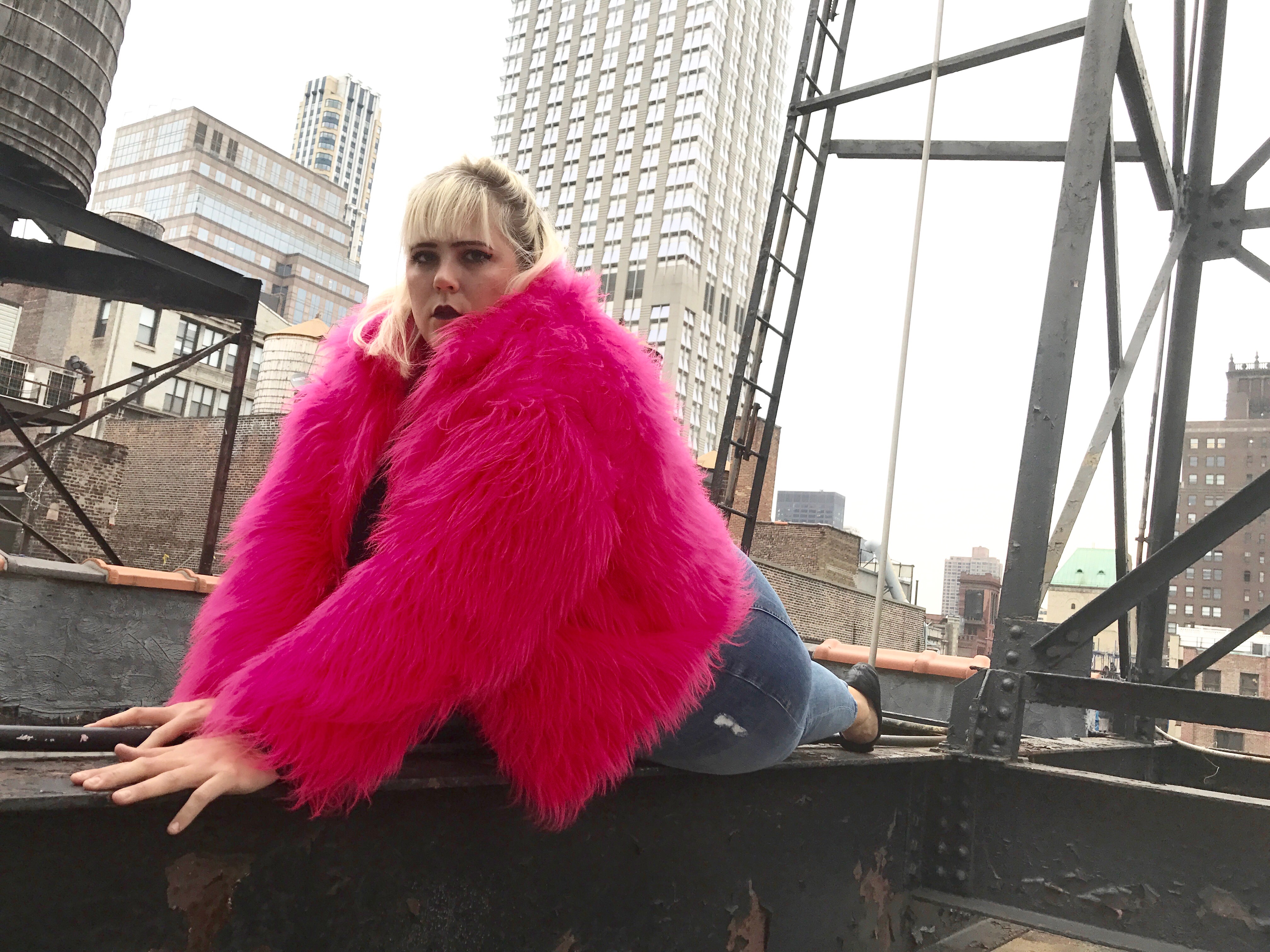 plus size pink fur coat